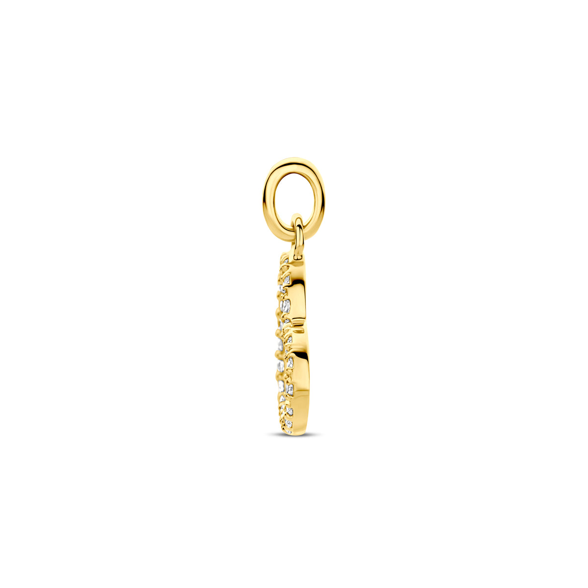 hanger hartje lab grown diamant 0.18ct f vs 11 mm 14K geelgoud