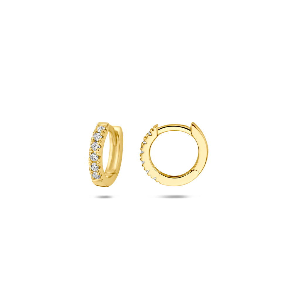 klapoorringen rond lab grown diamant 0.12ct (2x 0.06ct) f vs 10 mm 14K geelgoud - rond