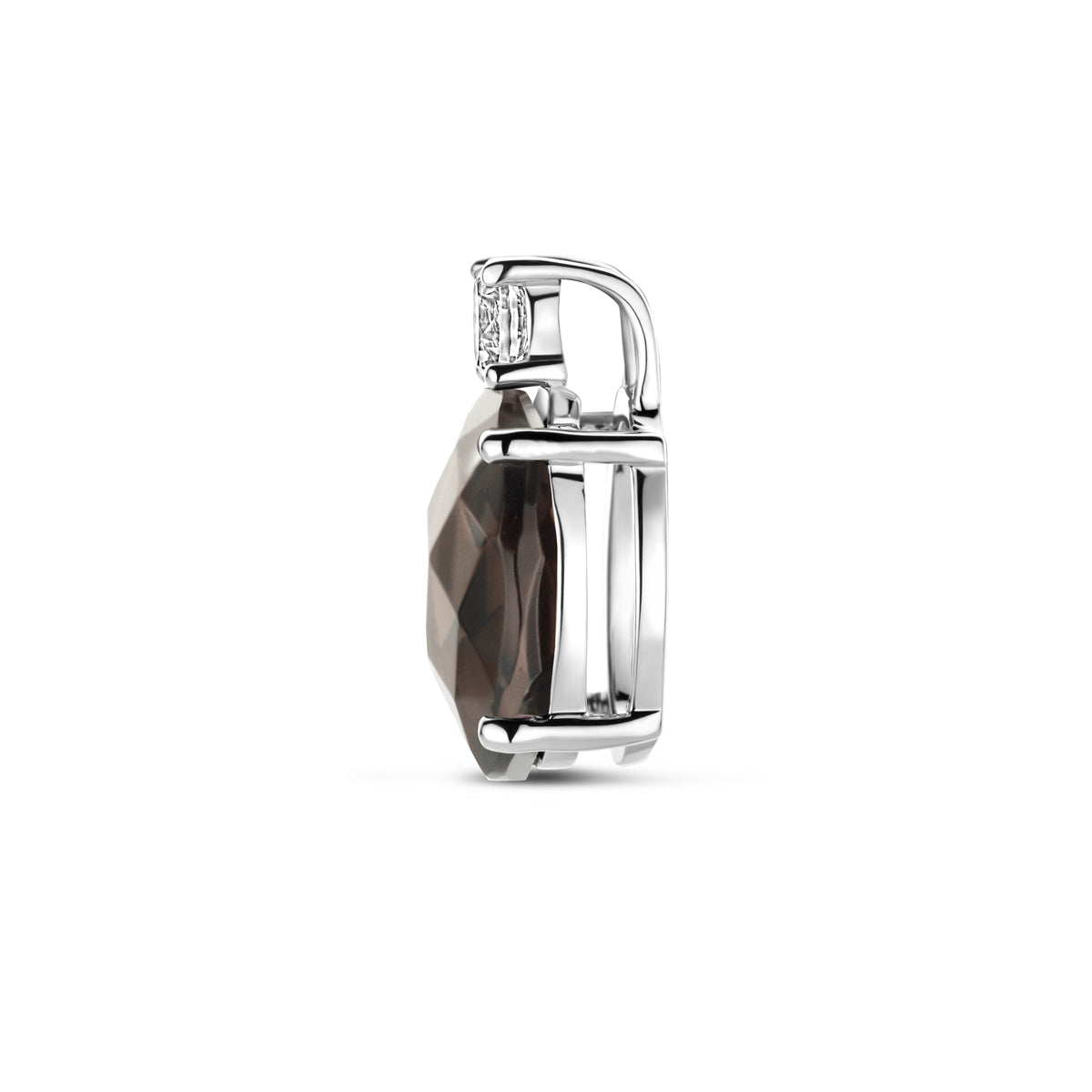 Anhänger Rauchquarz und Zirkonia 13 mm Silber rhodiniert