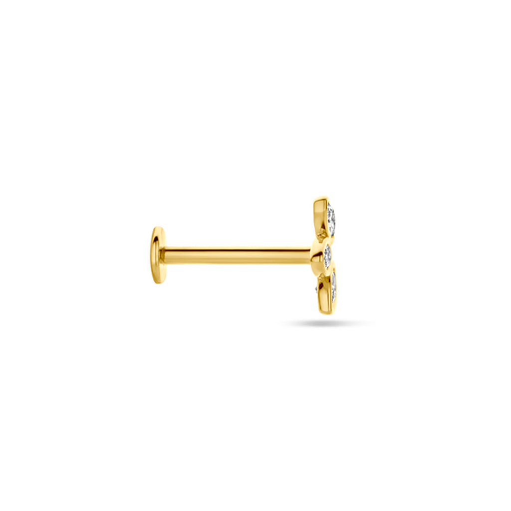 Flat Back Piercing Zirkonia 5,5 mm 14K Gelbgold
