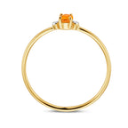 ring trilogie citrien en diamant 0.006ct h p1 14K geelgoud