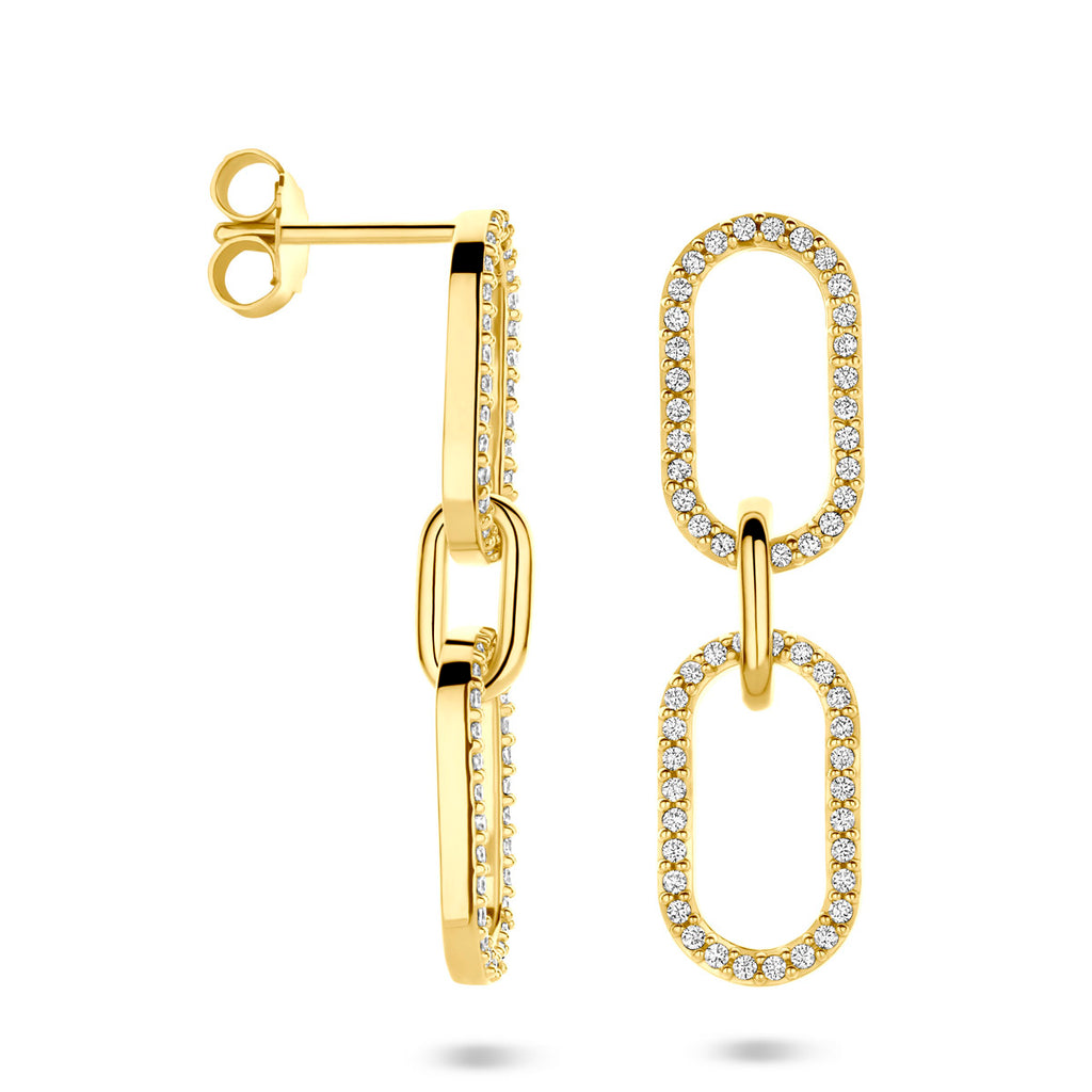 Ohrhänger Zirkonia 33 mm 1 Mikron versilbert (gelb)