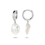 klapoorringen barok parel 24 mm zilver gerhodineerd
