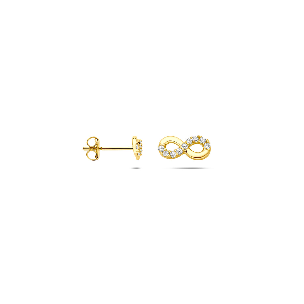 oorknoppen infinity zirkonia 4 mm 14K geelgoud