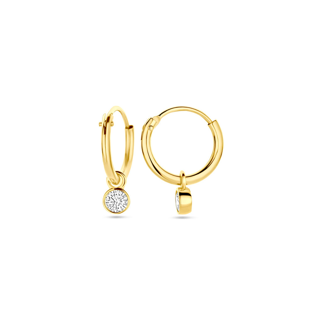 Ohrringe mit Zirkonia-Anhängern 14 mm 14K Gelbgold
