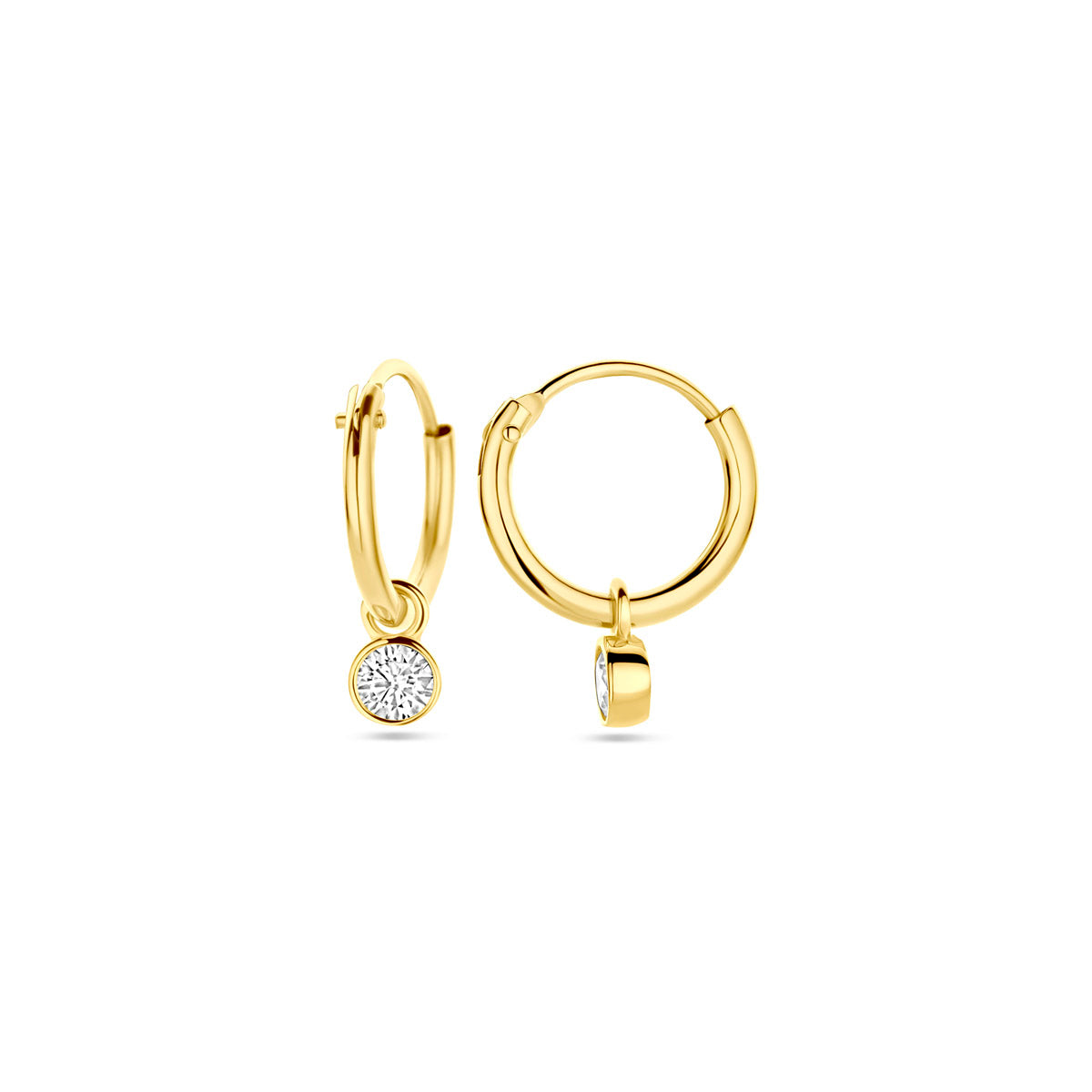 Ohrringe mit Zirkonia-Anhängern 14 mm 14K Gelbgold