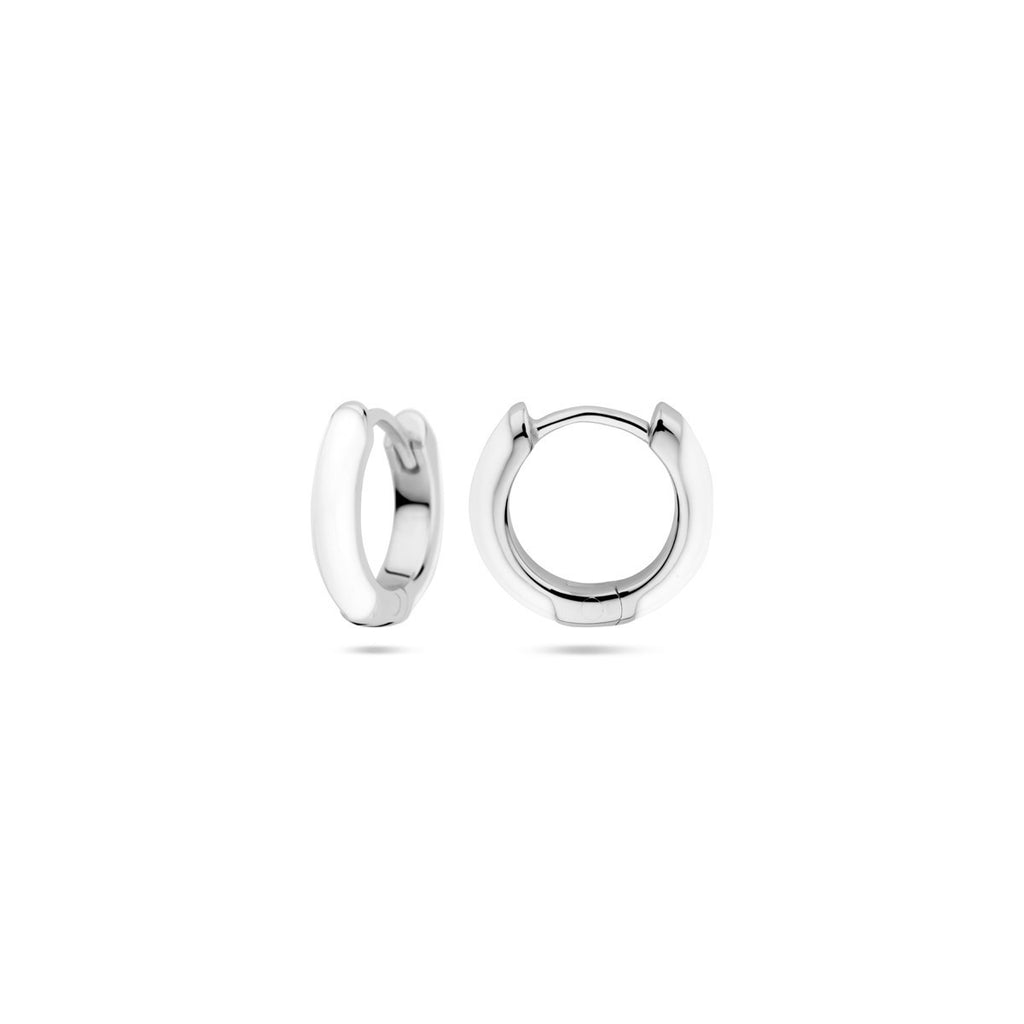 Klappcreolen, weiß emailliert, 10,5 mm, Sterlingsilber rhodiniert