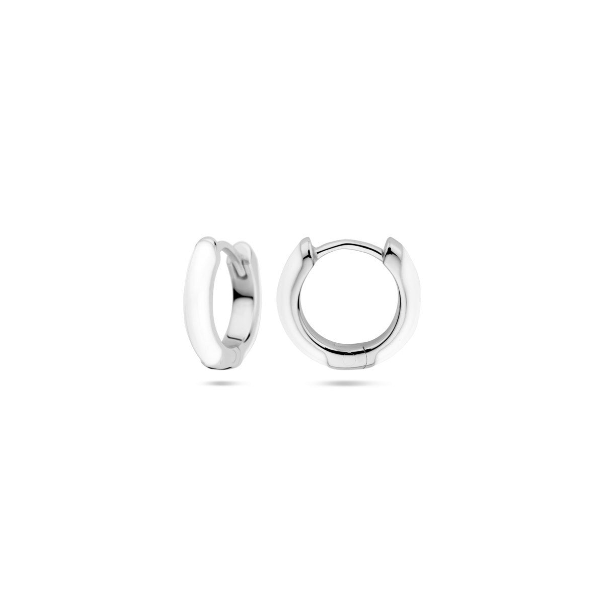 klapoorringen wit emaille 10,5 mm zilver gerhodineerd