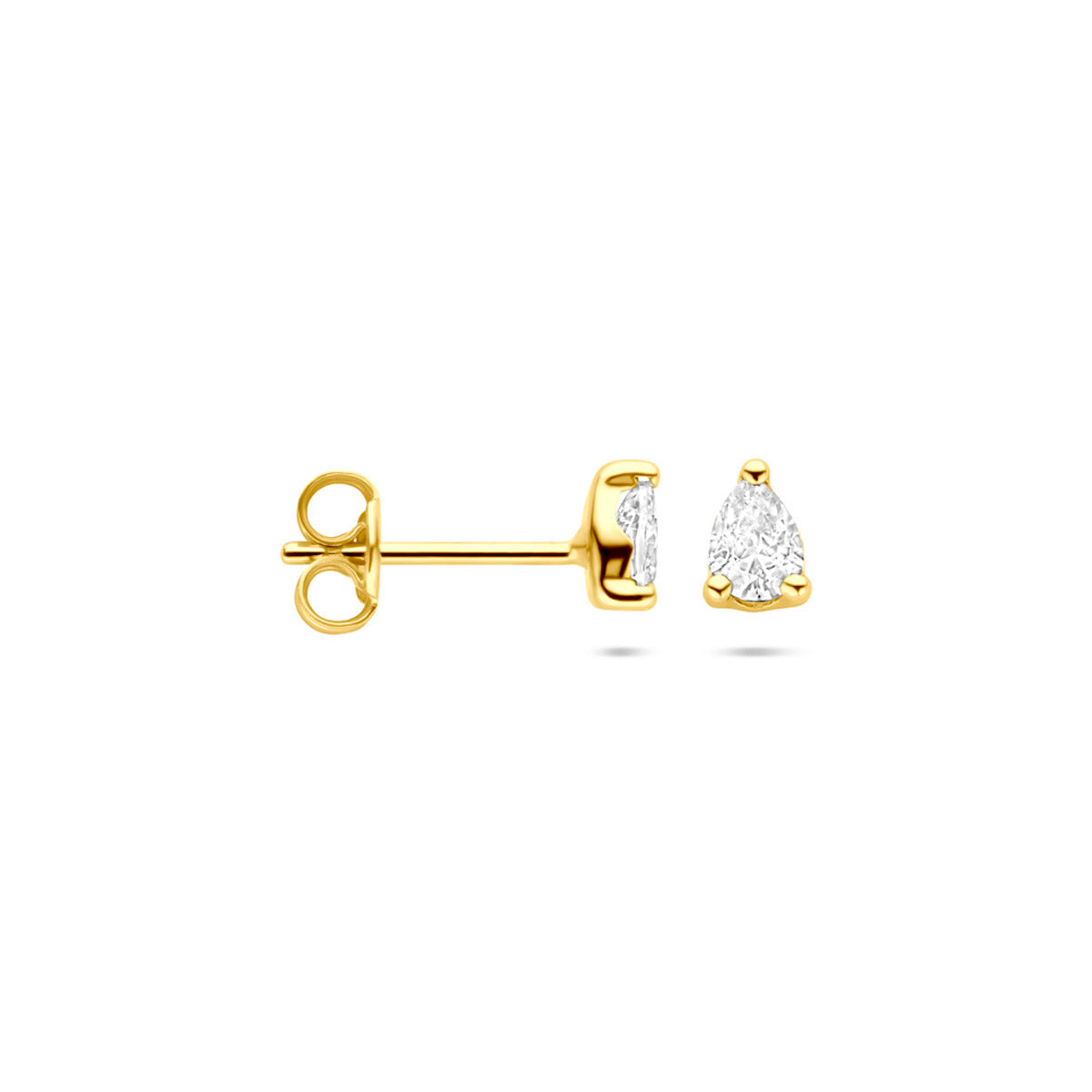 oorknoppen zirkonia 5 mm 14K geelgoud