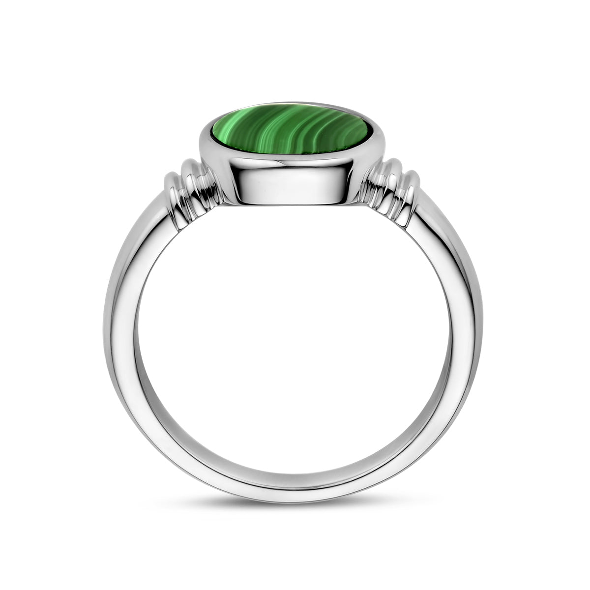 Ring Malachit rhodiniertes Silber