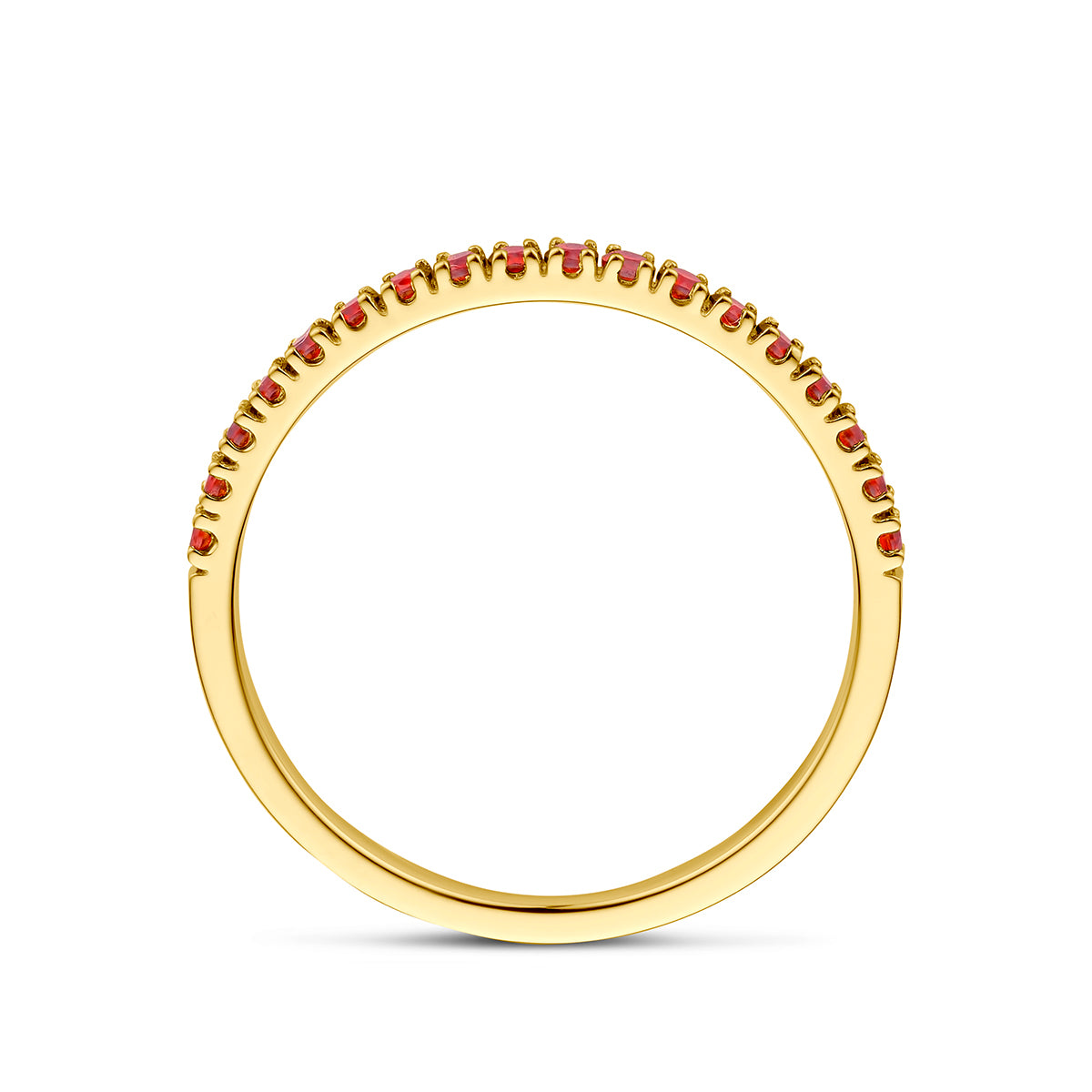 ring met geboortesteen granaat januari 14K geelgoud