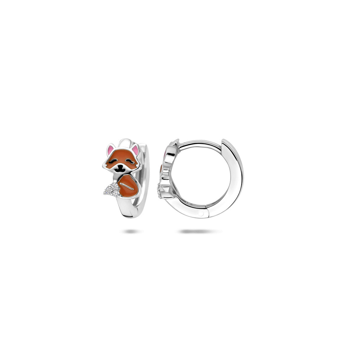 Klappohrringe Emaille Fuchs Zirkonia 11 mm Silber rhodiniert