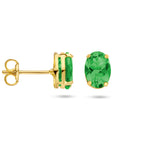 oorknoppen groen agaat 14K geelgoud