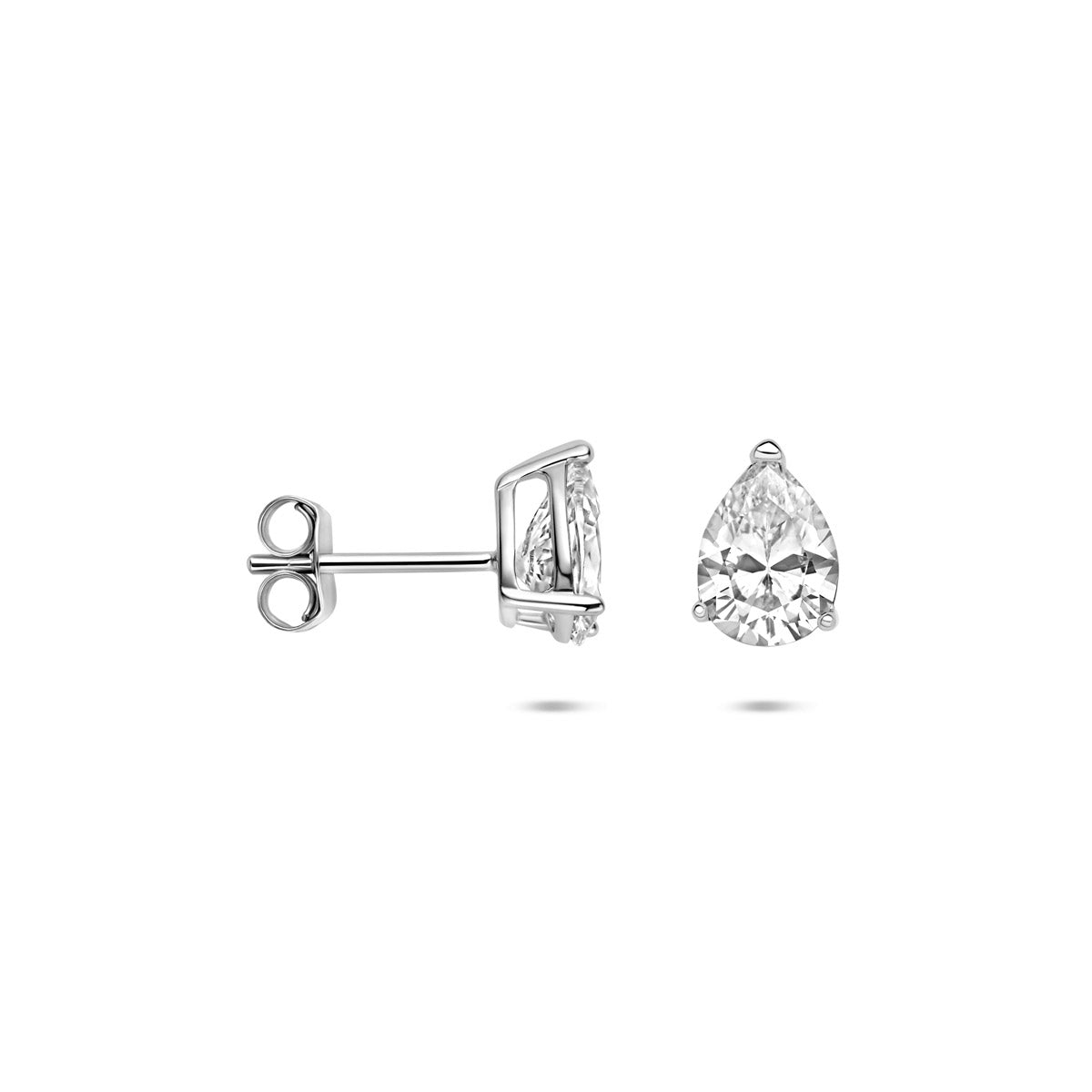 oorknoppen druppel zirkonia zilver gerhodineerd