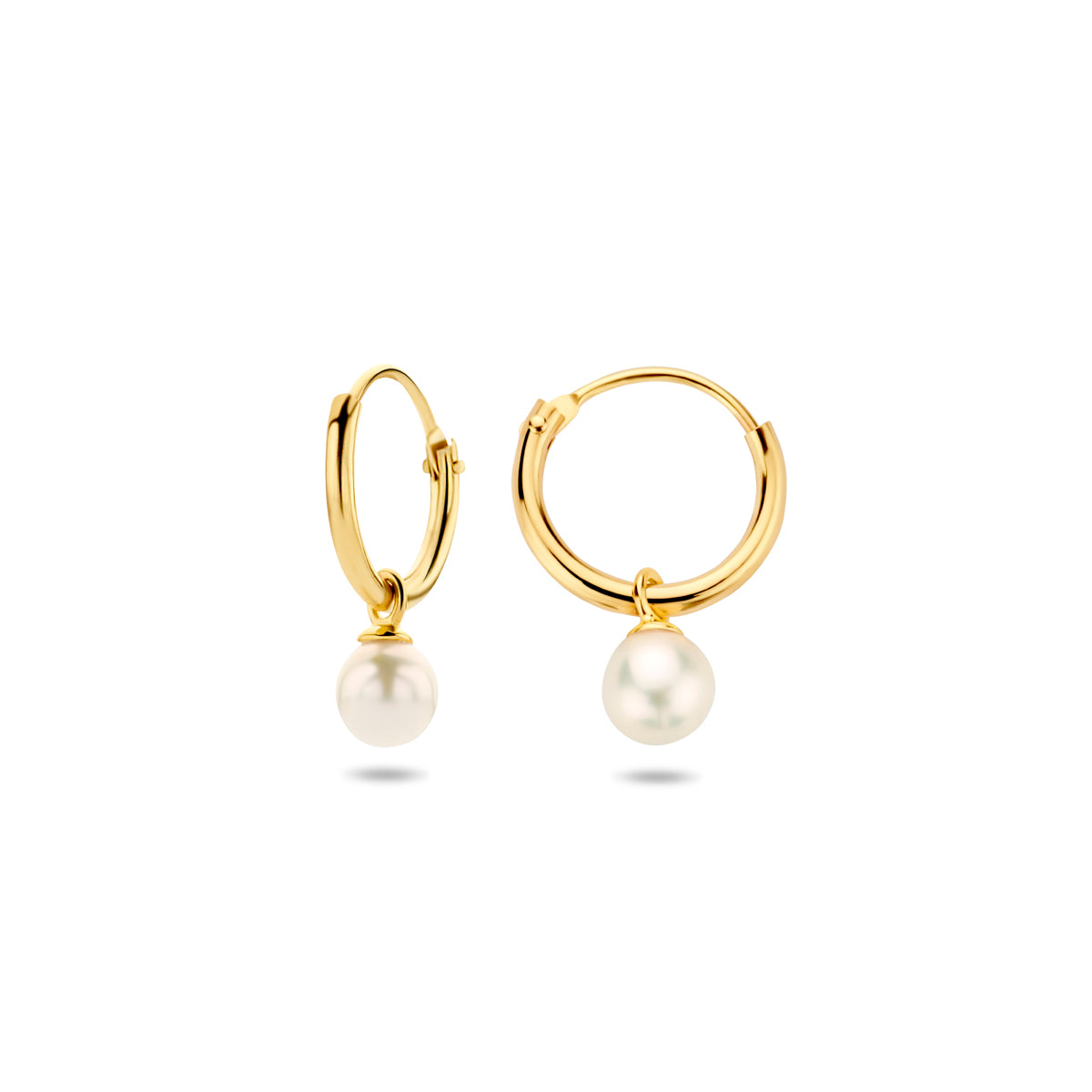 oorringen met hangers zoetwaterparel 15 mm 14K geelgoud