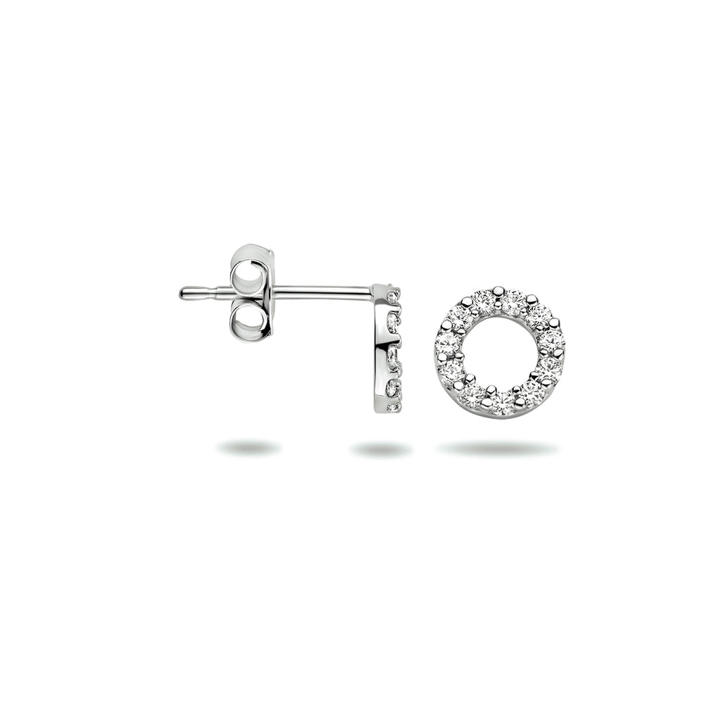 oorknoppen zirkonia 14K witgoud