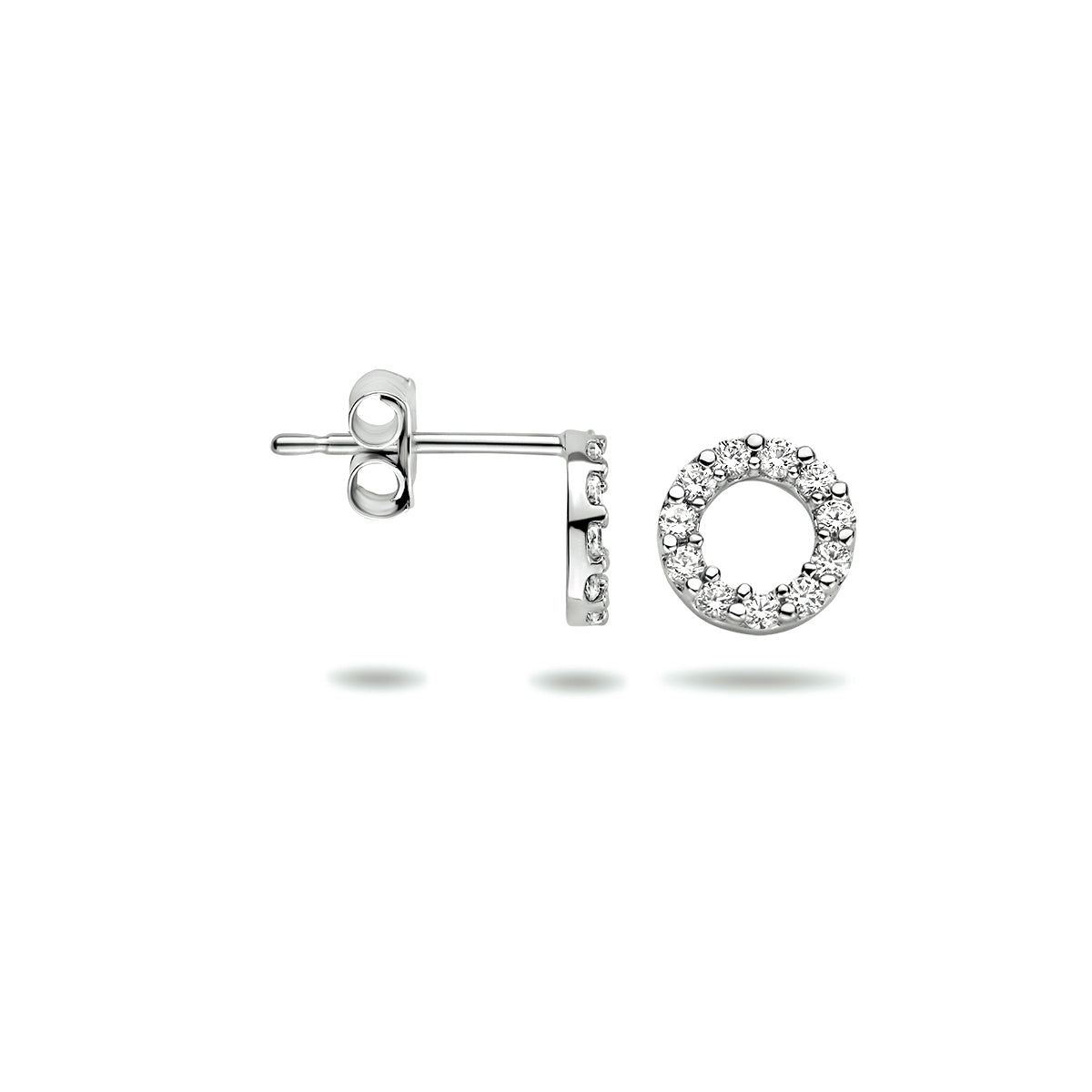 oorknoppen zirkonia 14K witgoud