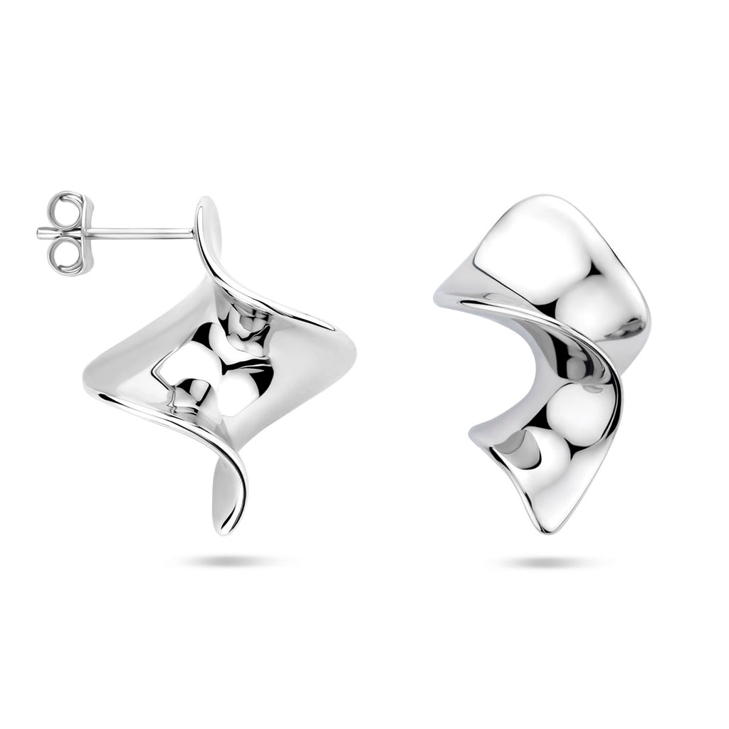 Ohrstecker Creolen 23 mm rhodiniertes Silber