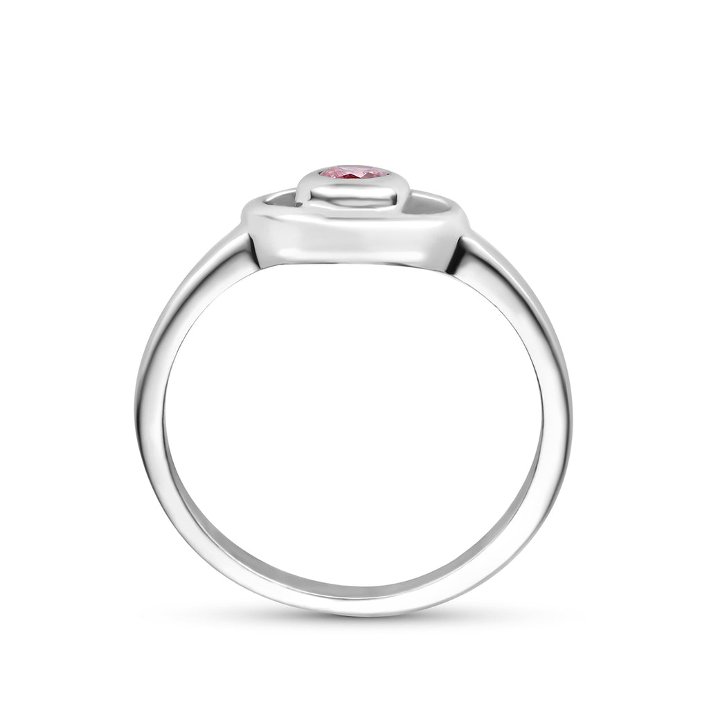 Ring Herz rosa Zirkonia rhodiniertes Silber