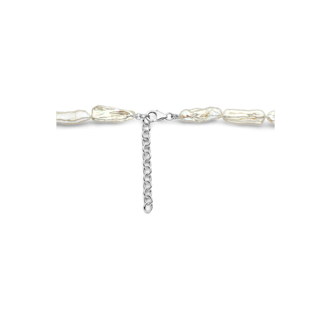 Barockperlenkette 7,5 mm Silber rhodiniert