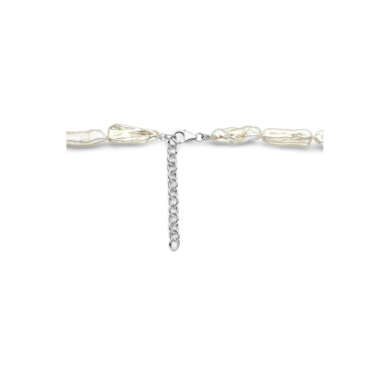 Barockperlenkette 7,5 mm Silber rhodiniert
