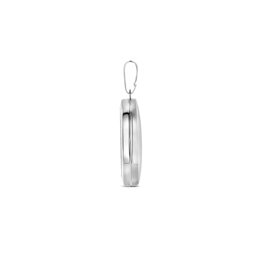 medaillon poli/glitter gediamanteerd 30 mm zilver gerhodineerd