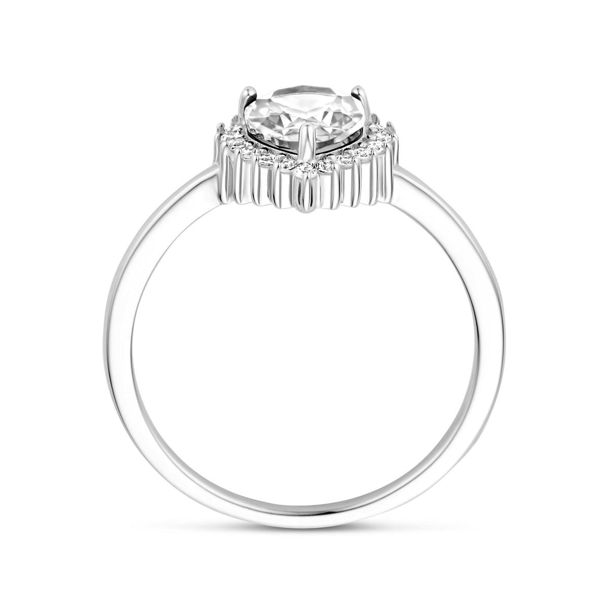 Ring Zirkonia Halo Silber rhodiniert