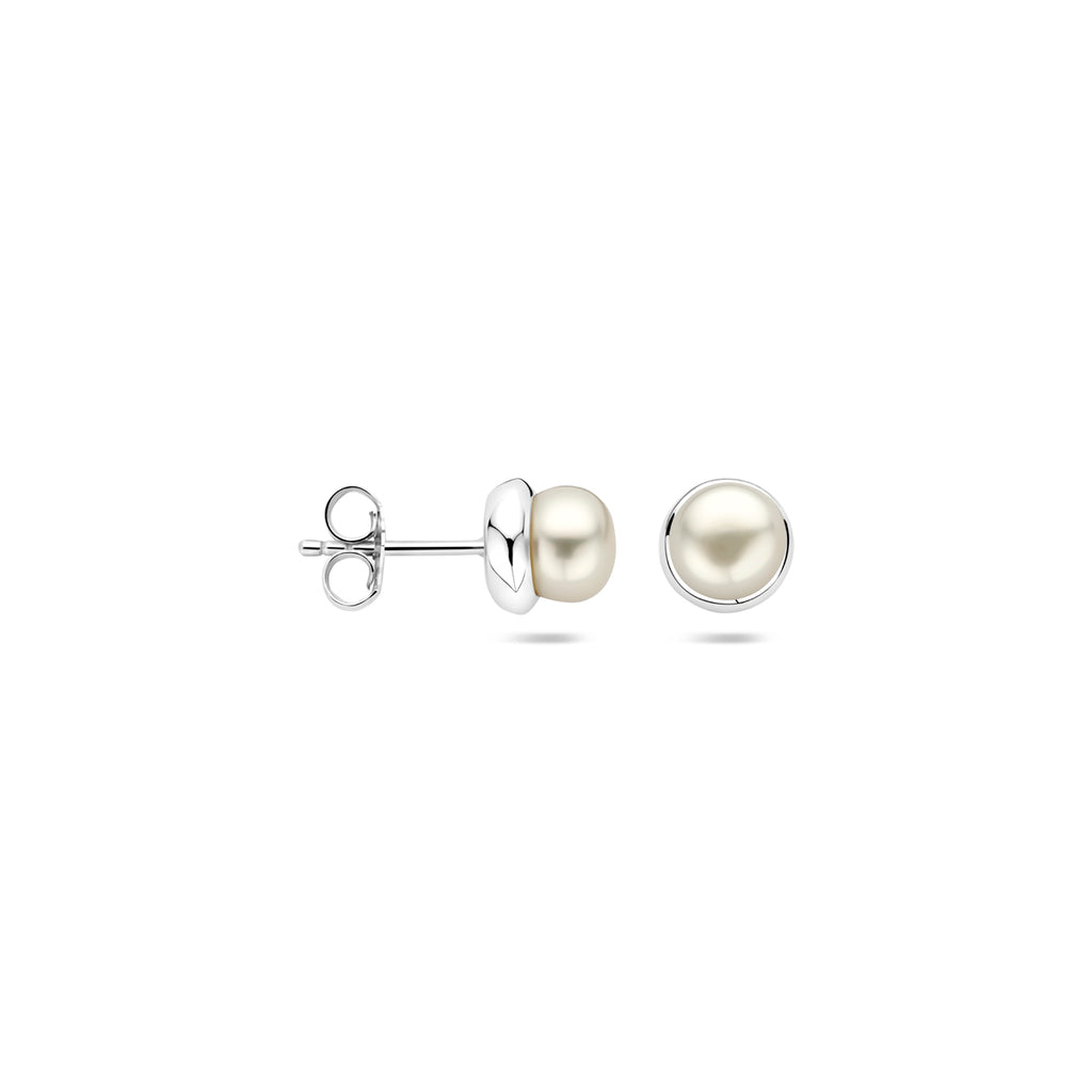 oorknoppen parel 7,5 mm zilver gerhodineerd