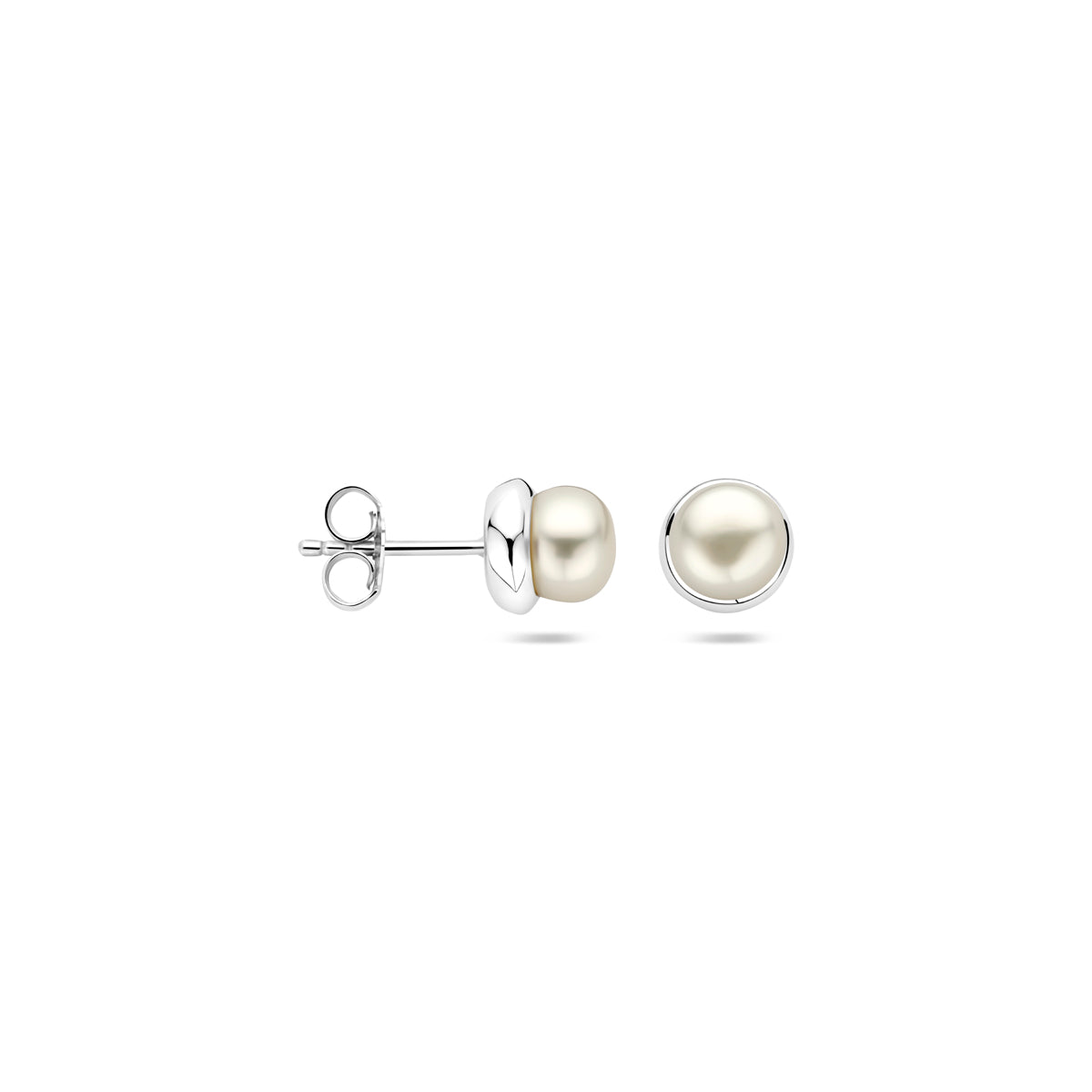 oorknoppen parel 7,5 mm zilver gerhodineerd