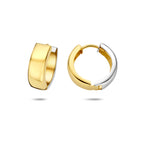 klapoorringen vlakke buis 14K bicolor goud geel/wit - bol