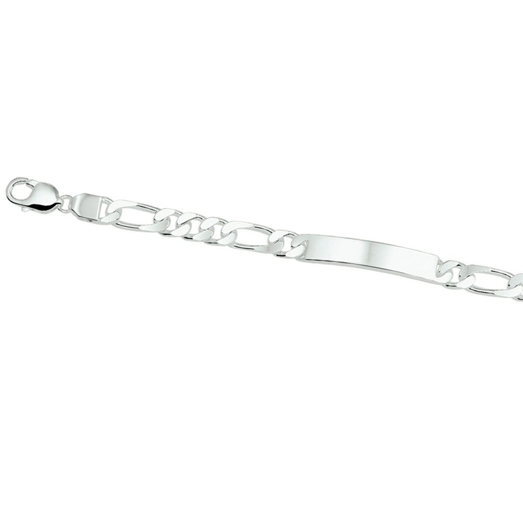 Gravurarmband Figaroplatte 8 mm 21 cm silberweiß