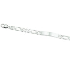 Gravurarmband Figaroplatte 8 mm 21 cm silberweiß