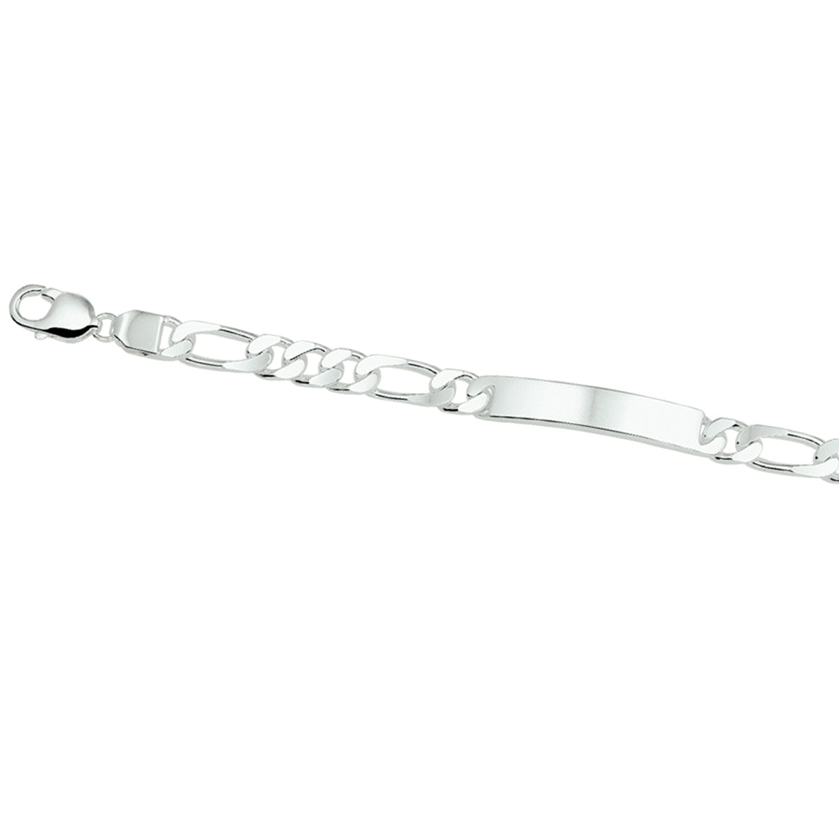 graveerarmband figaro plaat 8 mm 21 cm zilver wit
