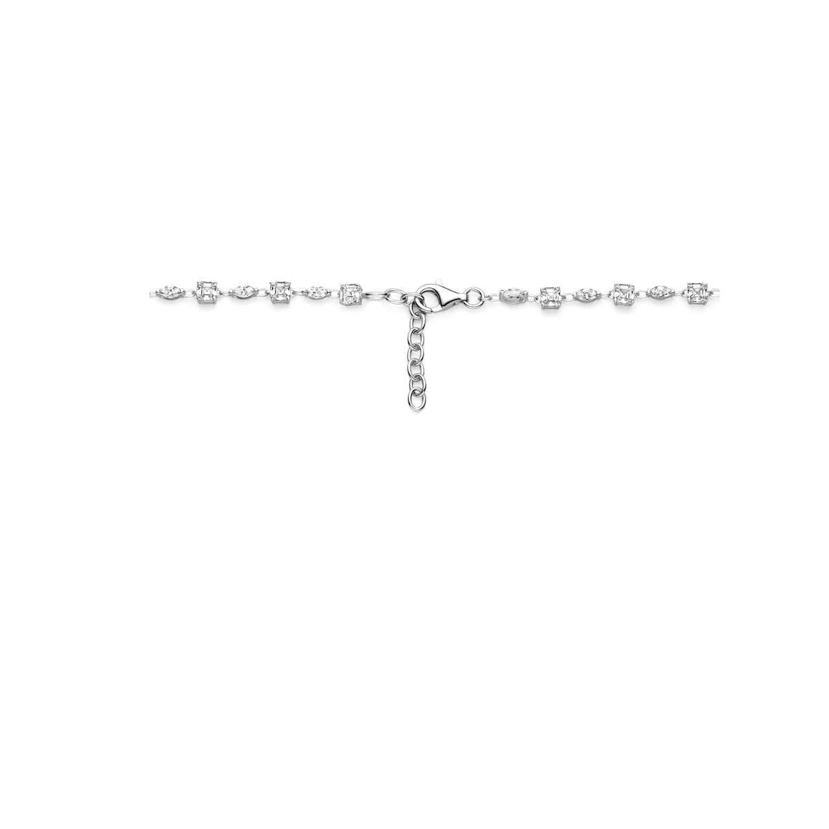 Halskette Zirkonia 44 + 3 cm Silber rhodiniert