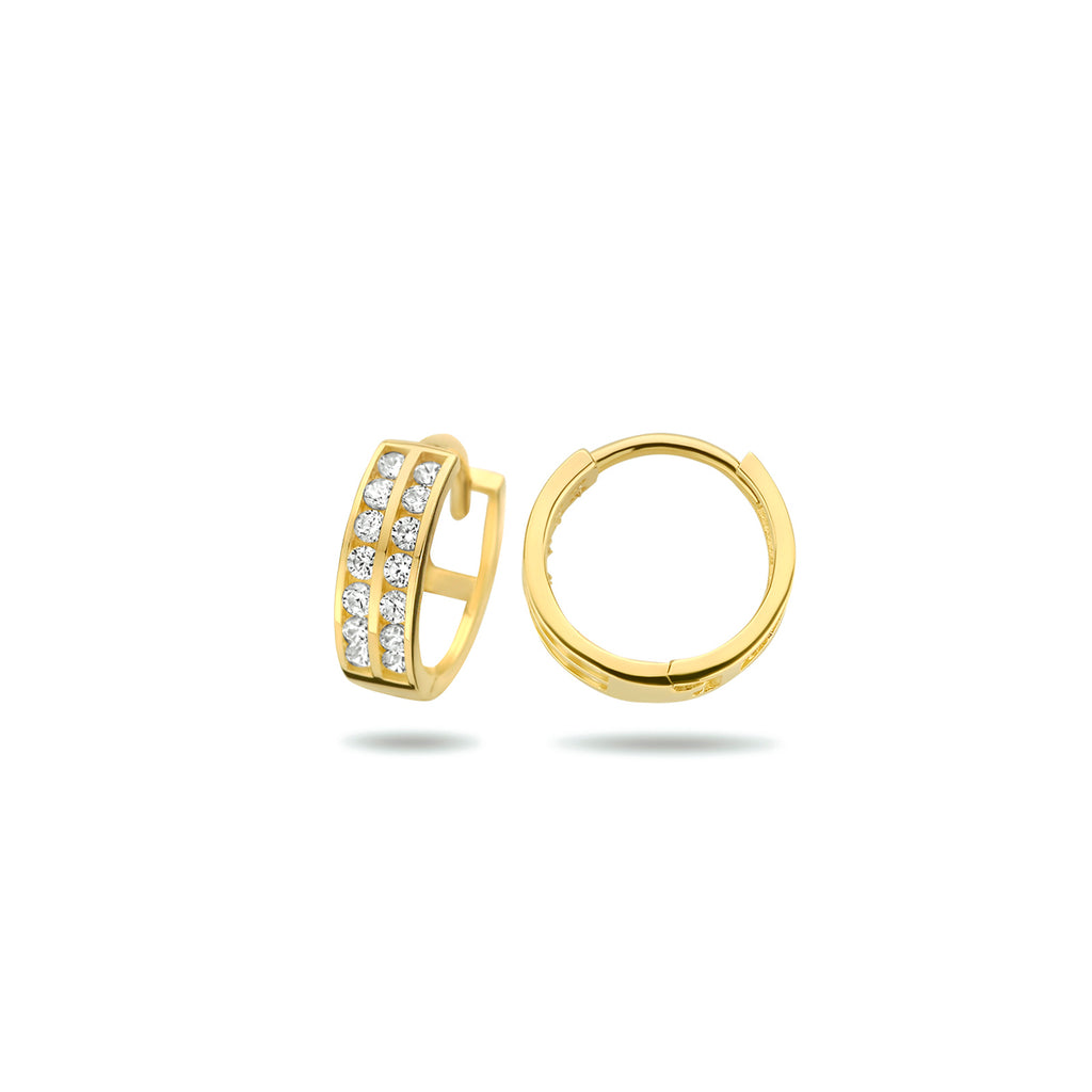 Klappohrringe Zirkonia 11,5 mm 14K Gelbgold