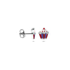 Ohrstecker Emaille Cupcake 7,5 mm rhodiniertes Silber