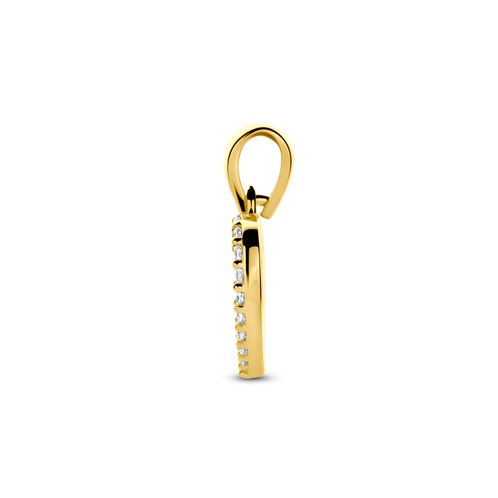 hanger hartje zirkonia 15 mm 14K geelgoud