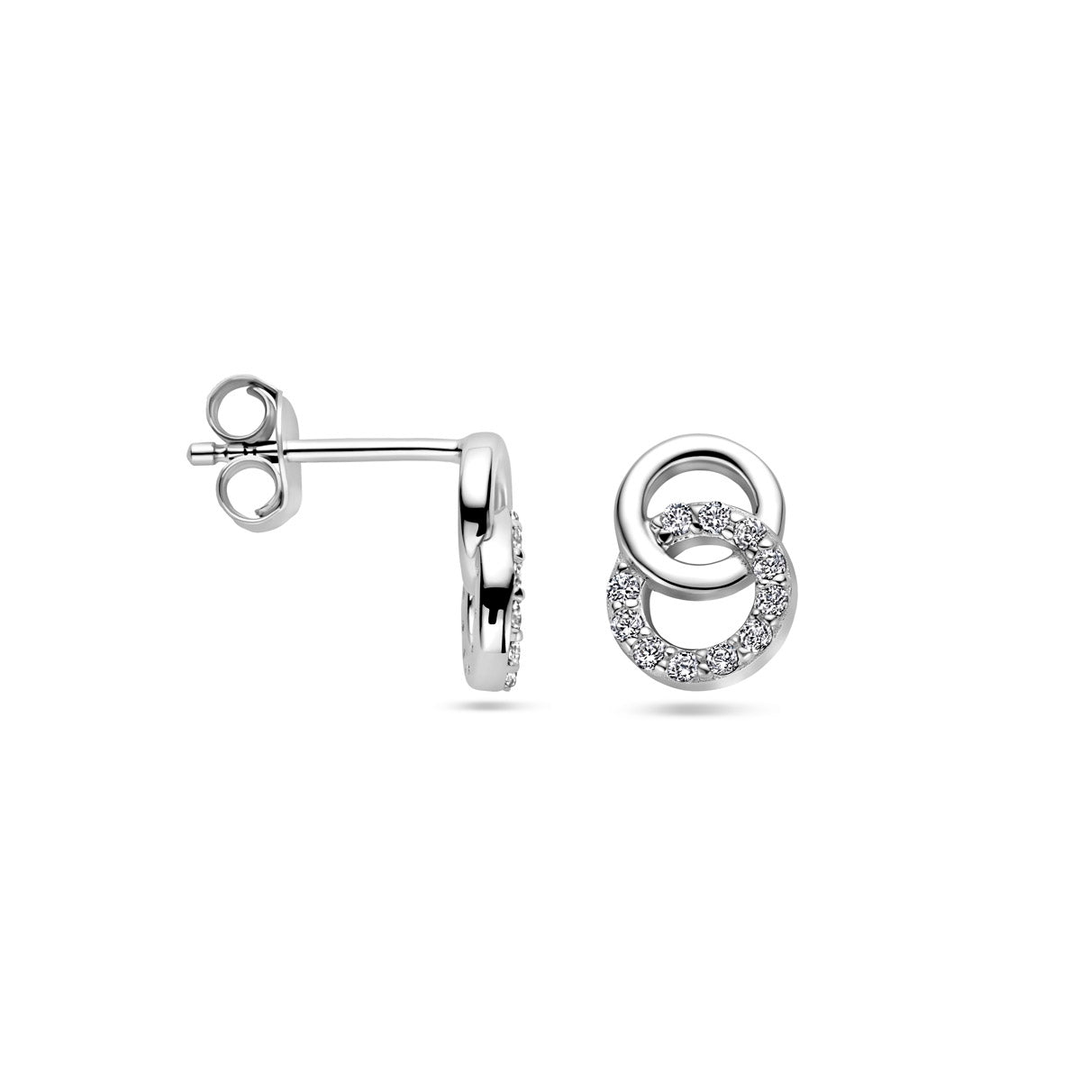 Ohrstecker rund Zirkonia 10 mm rhodiniertes Silber