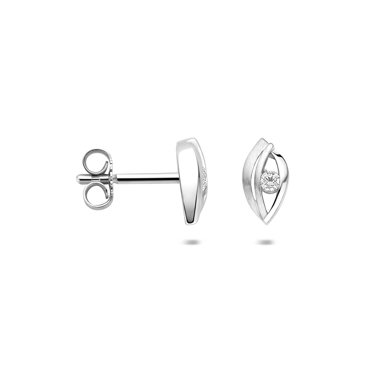 oorknoppen zirkonia zilver gerhodineerd