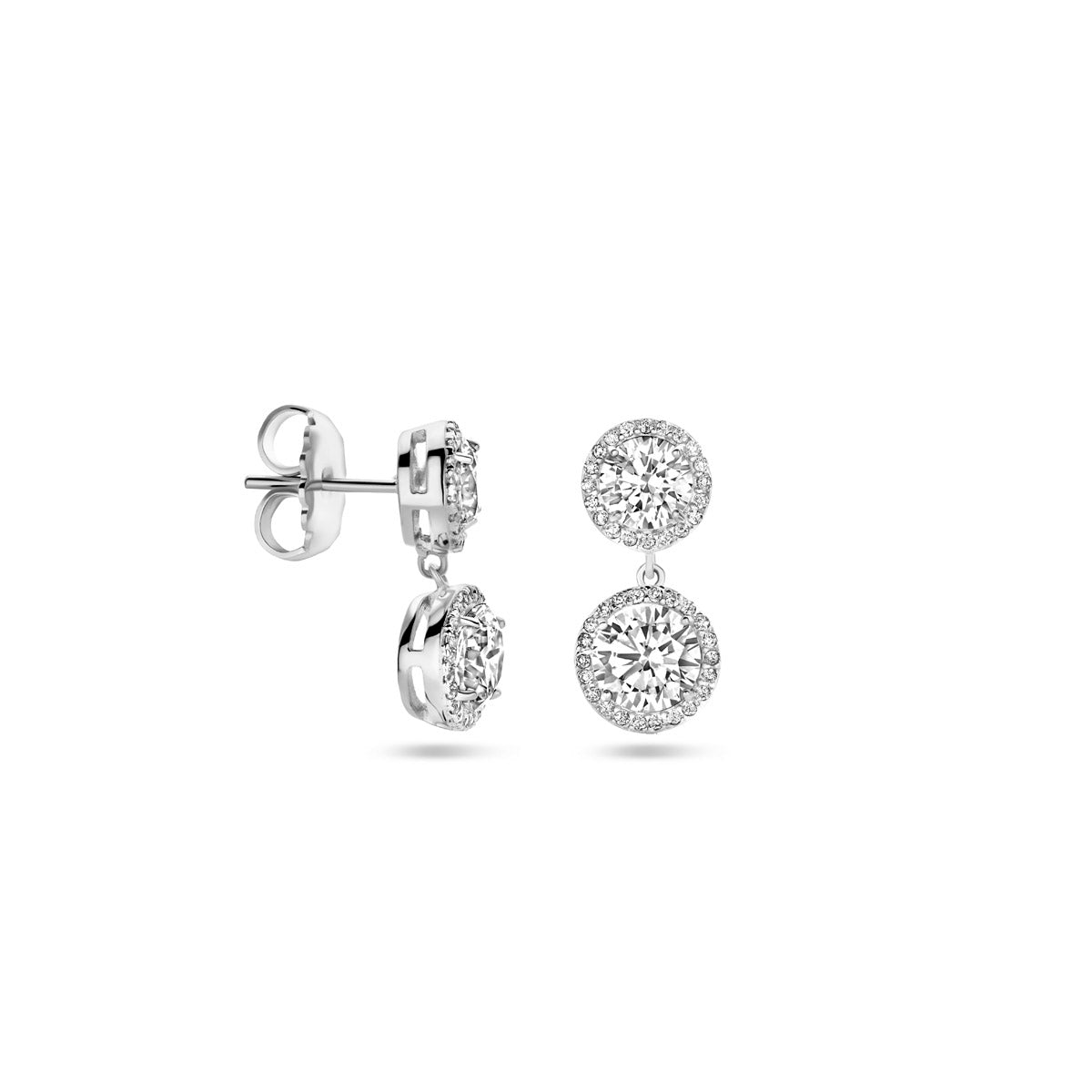Ohrhänger Zirkonia 20 mm Silber rhodiniert