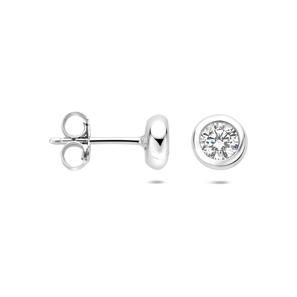 oorknoppen zirkonia zilver gerhodineerd