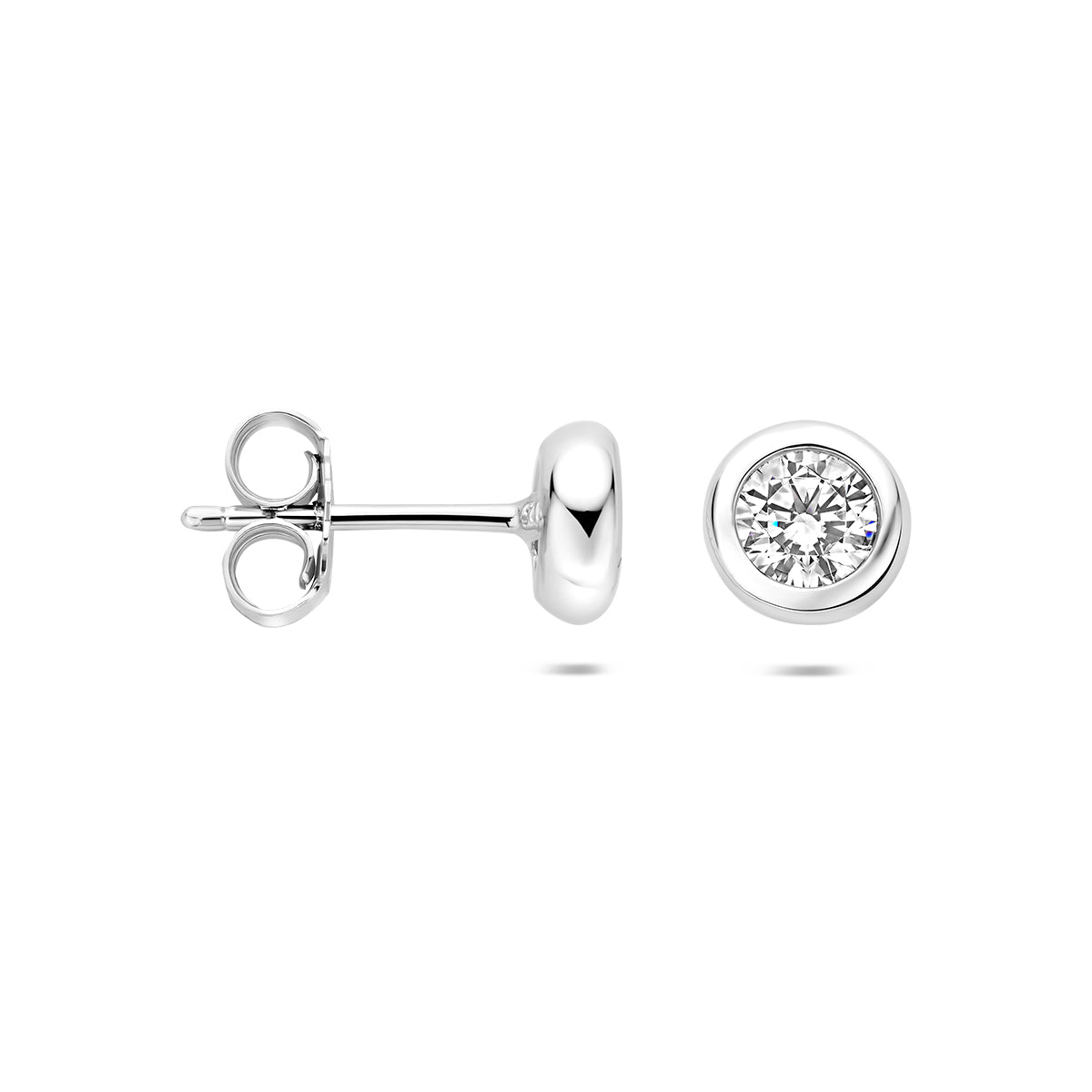 oorknoppen zirkonia zilver gerhodineerd
