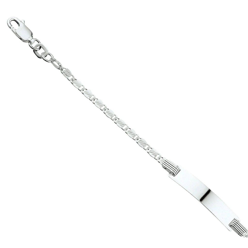 Gravurarmband Ankerplatte 5,0 mm 13 - 15 cm Silber weiß