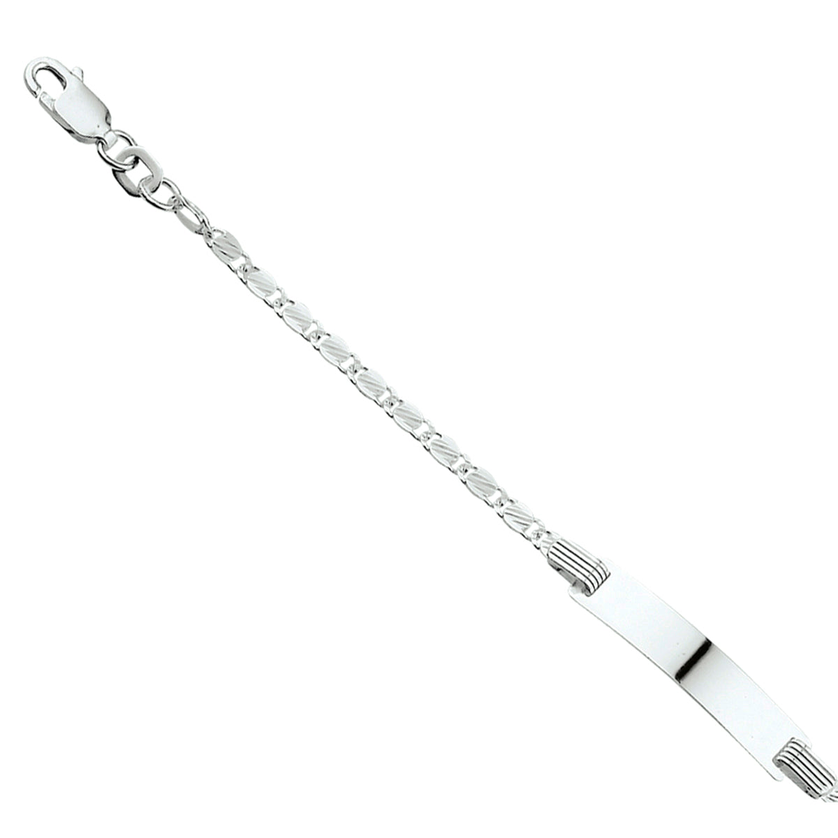 Gravurarmband Ankerplatte 5,0 mm 13 - 15 cm Silber weiß