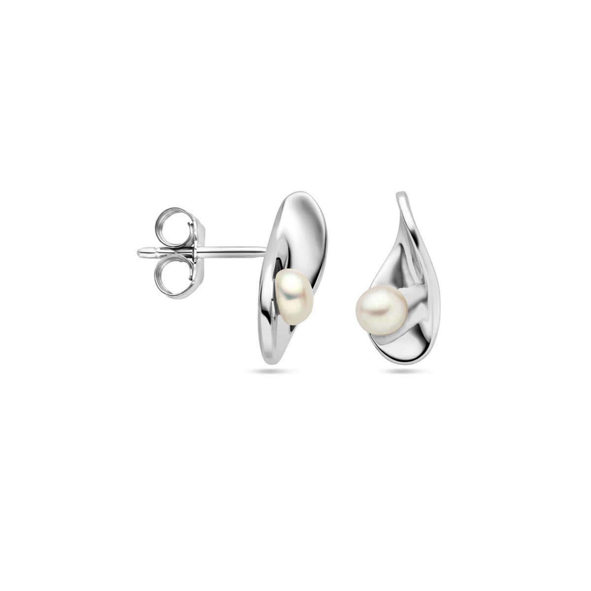 oorknoppen parel zilver gerhodineerd