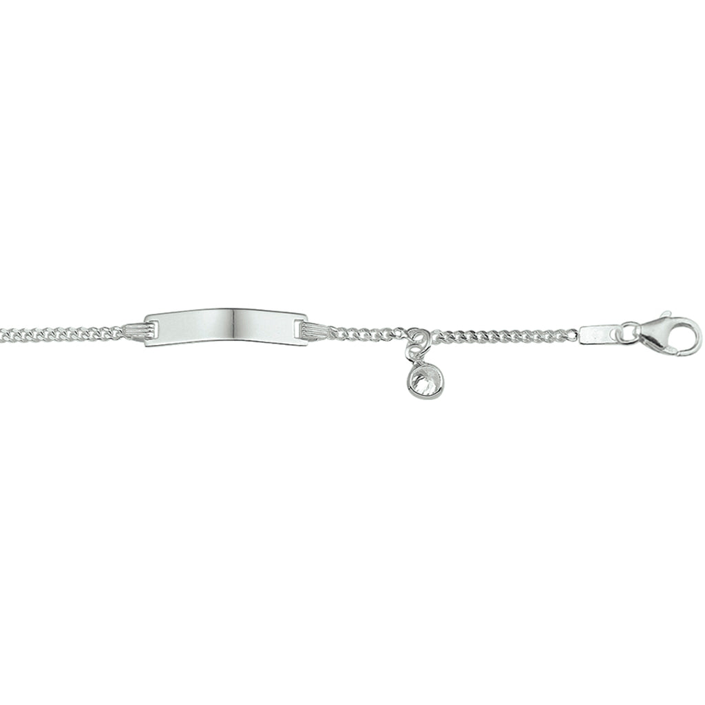 Gravurarmband Zirkonia Plättchen 4,2 mm Silber Weiß