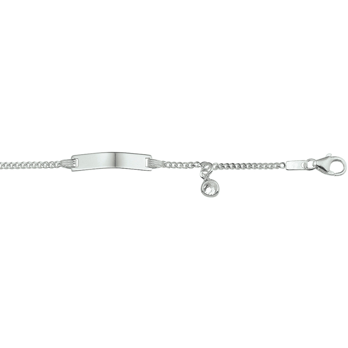 Gravurarmband Zirkonia Plättchen 4,2 mm Silber Weiß