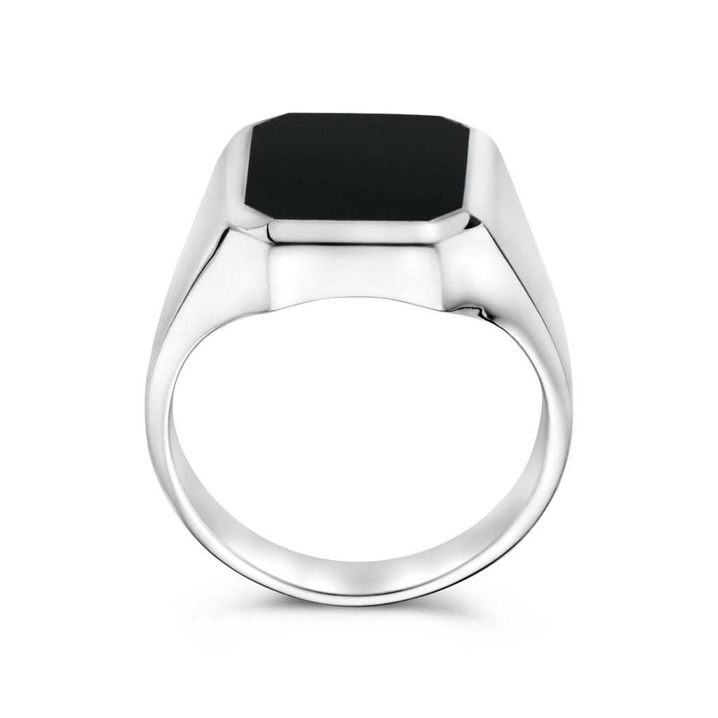 zegelring massief onyx 13 x 11 mm zilver wit