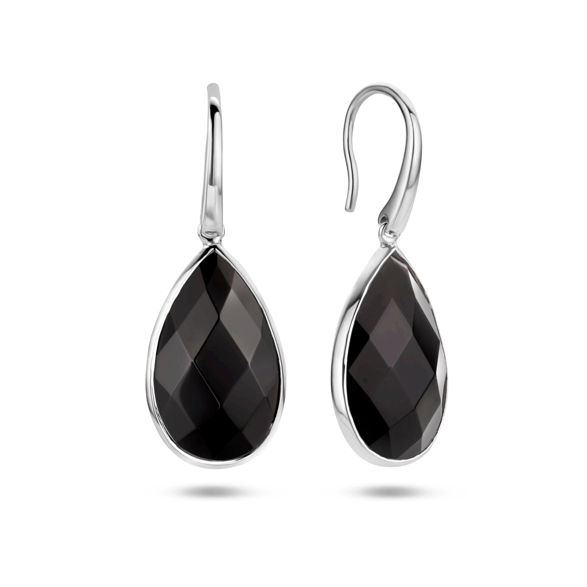 oorhangers onyx franse haak zilver gerhodineerd