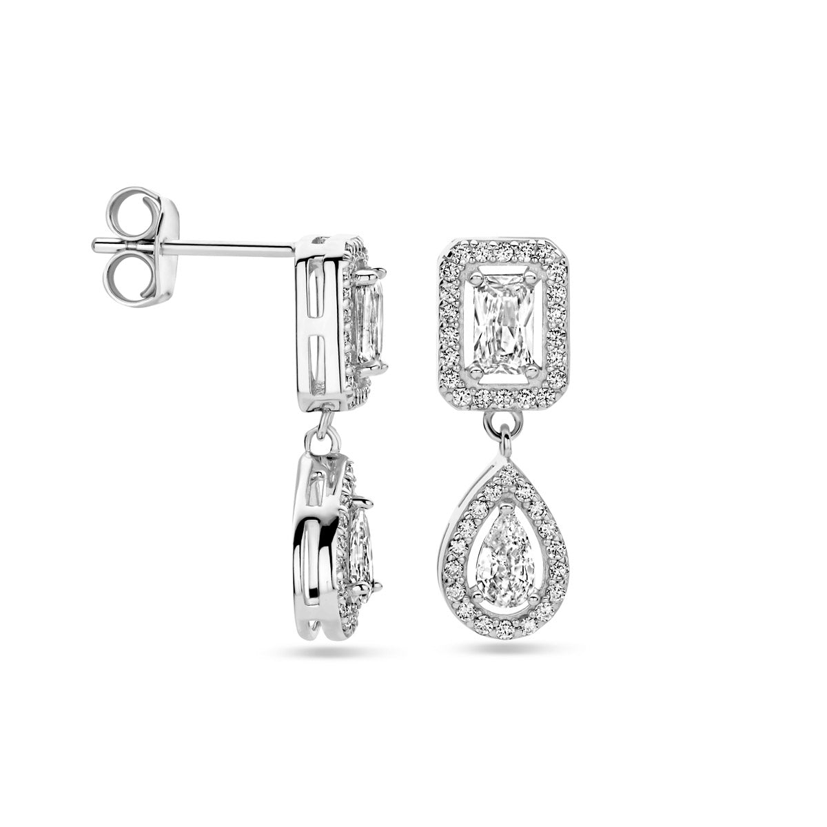 Ohrhänger Zirkonia 20 mm Silber rhodiniert